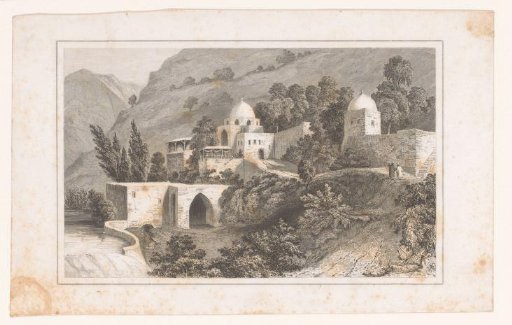Temple complex in a hilly landscape