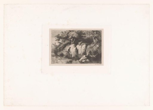 Landscape with a woman drawing water at a spring