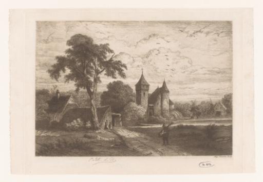 Landscape with houses and a castle