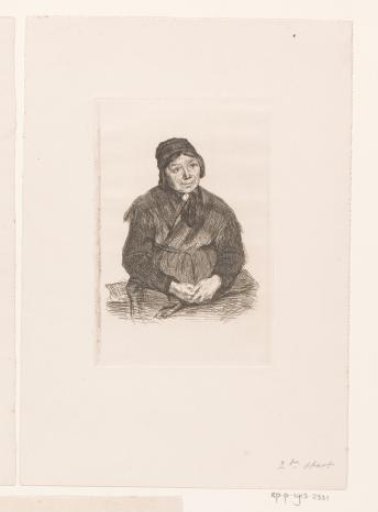 Seated woman with her hands in her lap