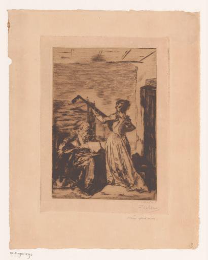 Interior with two women, one playing a lute