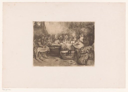 Group of men peeling potatoes
