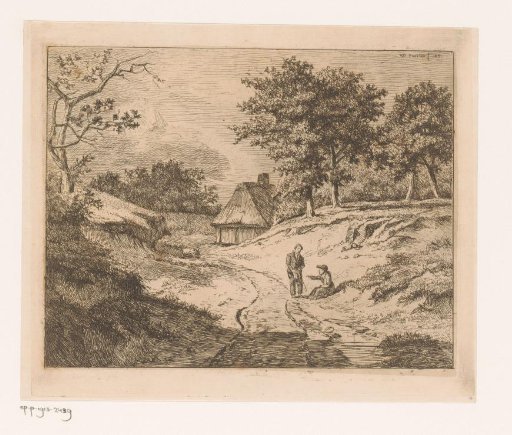 Landscape with a figure showing another the way