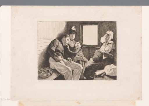 Four persons in a third-class carriage