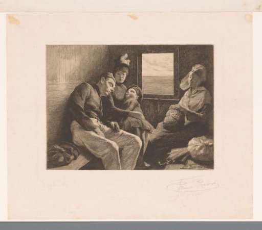 Four persons in a third-class carriage