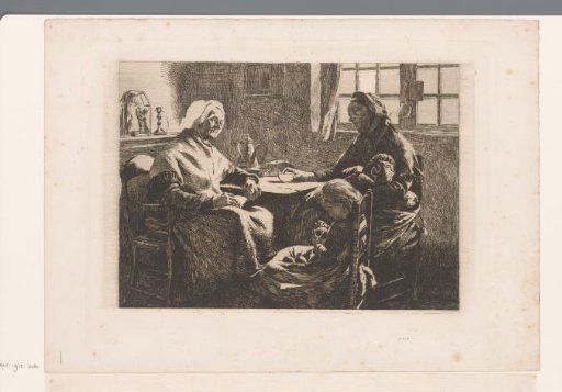 Mother with two children visiting grandmother