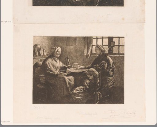 Mother with two children visiting grandmother