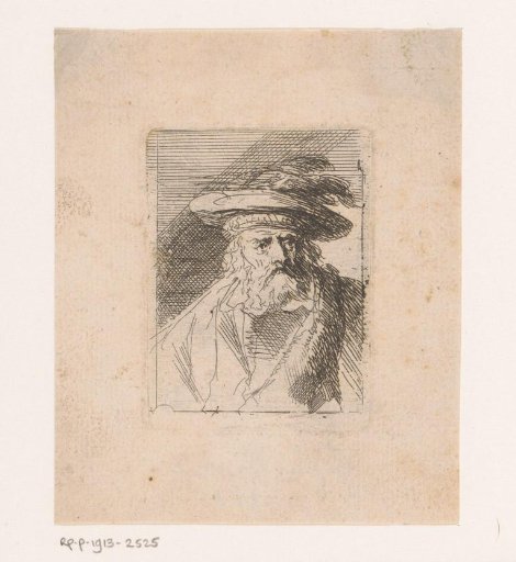Old man with a tabard and a hat with feathers