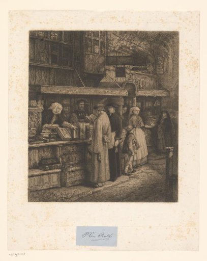 View of the bookshop of Jacob van Liesvelt in Antwerp in the sixteenth century