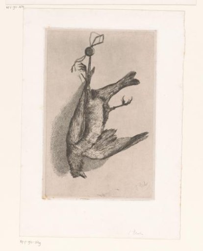 Dead bird hanging by a leg