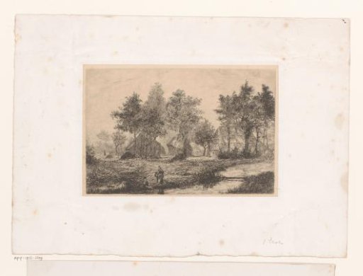 Landscape with Farmhouses and Two Figures by a Stream