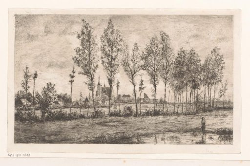 View of Meerle with Tree Row and Water in the Foreground