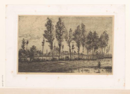 View of Meerle with Tree Row and Water in the Foreground