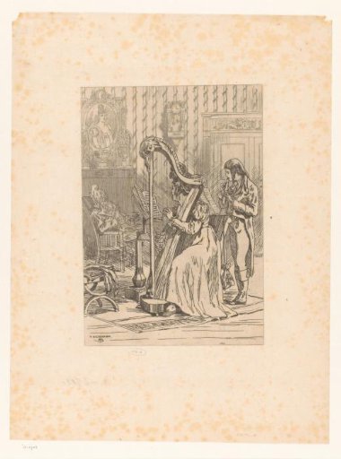 Duet of a harpist and a flutist