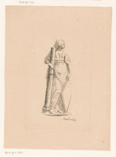Female Figure with Broken Column and Diamond-Shaped Shield