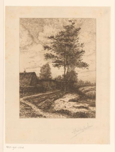 Landscape with farm and cattle
