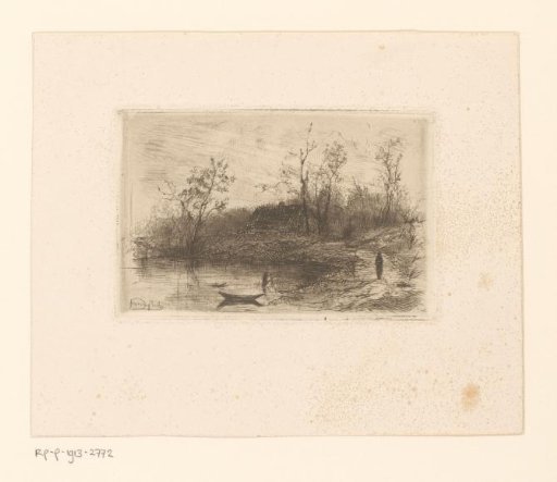 Landscape with house by the water with boat