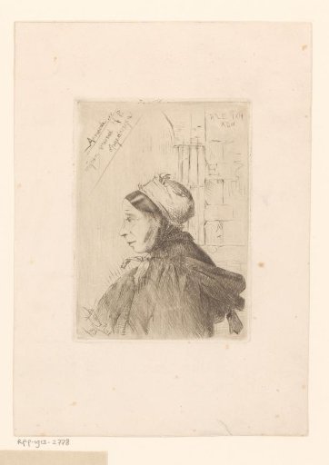 Female half-figure with cap and cape