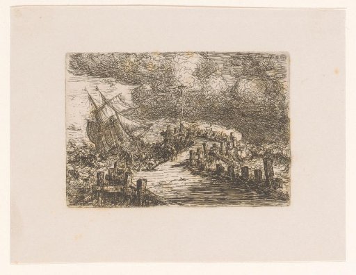 Ship in distress is helped from a pier