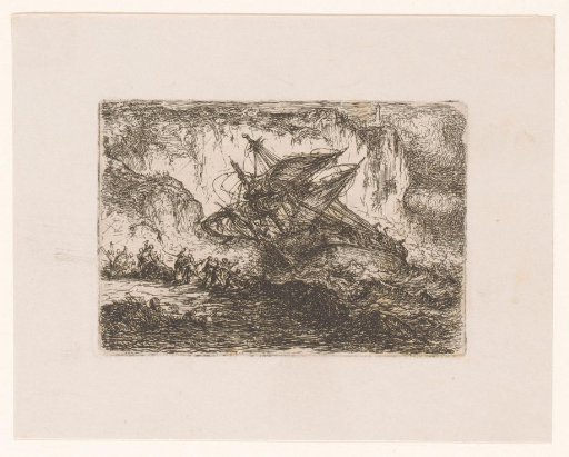 Three-master crashes against the rocks