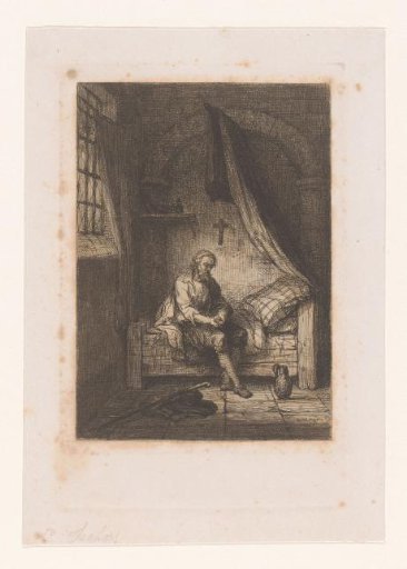 Interior with a Man on the Edge of His Bed