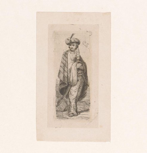 Man with scimitar, turban and clothing from the Middle East