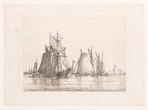 Seascape with sailing ships