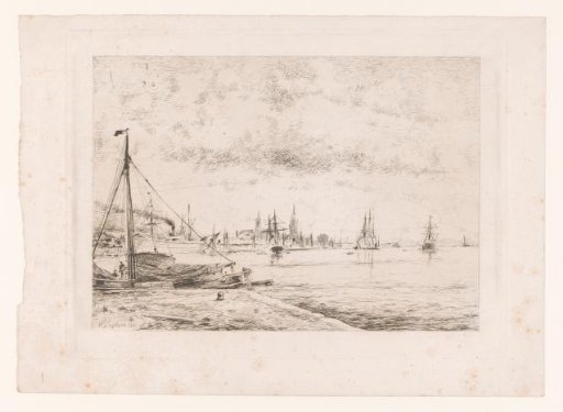 Sailing ships on the Scheldt near Antwerp