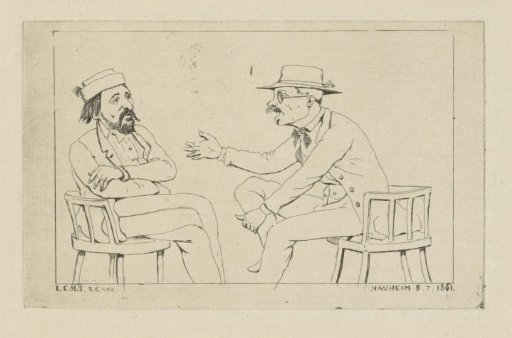 Two seated men in conversation