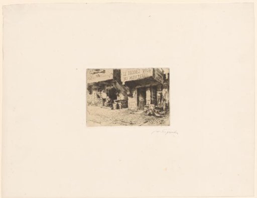 Street with a shop 'Le rendez vous des Artistes'
