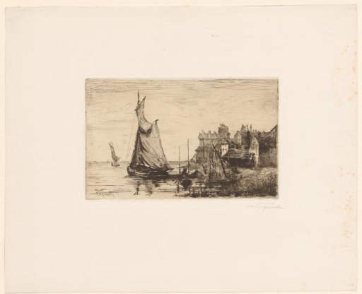 City on the water with sailing ships