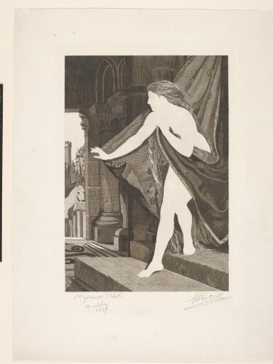 Lady Godiva Naked Behind a Curtain