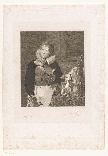 Portrait of Abraham Grapheus at a table with tableware