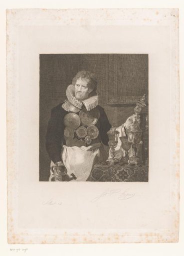 Portrait of Abraham Grapheus at a table with tableware