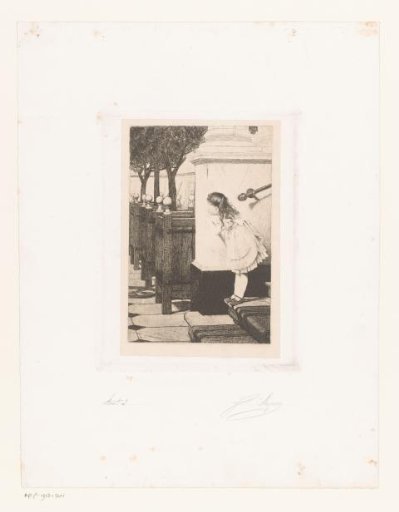 Girl Looking Curiously Around The Corner Of A Staircase