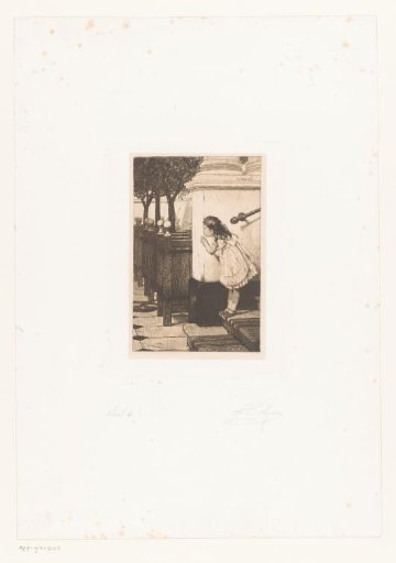 Girl Looking Curiously Around The Corner Of A Staircase