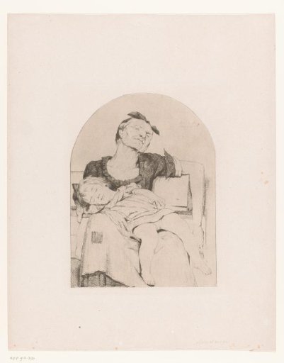 Sleeping Old Woman with Sleeping Child on Her Lap
