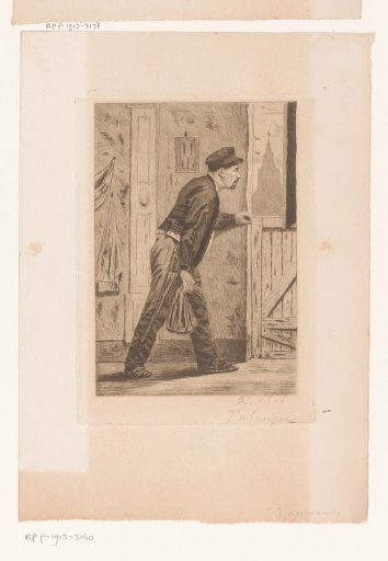 Man with Cap by a Half-Open Farmhouse Door