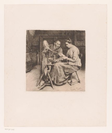 Man and woman at a spinning wheel