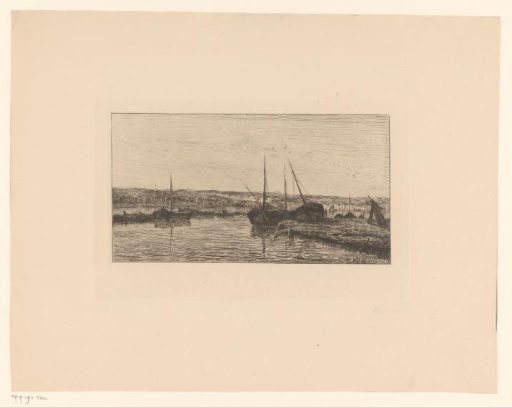 River Landscape with Moored Sailing Boats
