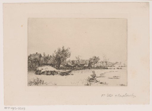 Winter landscape with a village