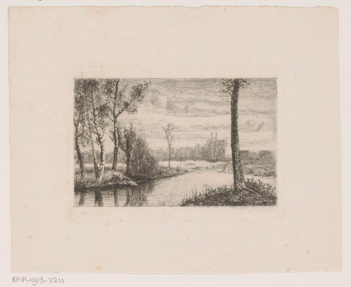 Landscape with trees along a river