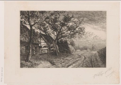 Landscape with farmhouses and a mill