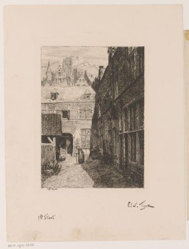 Street view with tower of the St. James' Church