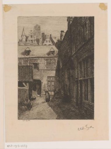 Street view with tower of the St. James' Church