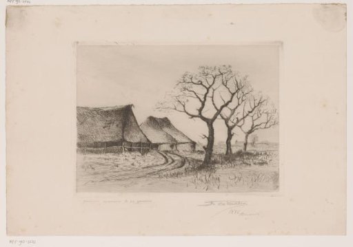 Winter Landscape with Farmhouse and Three Trees