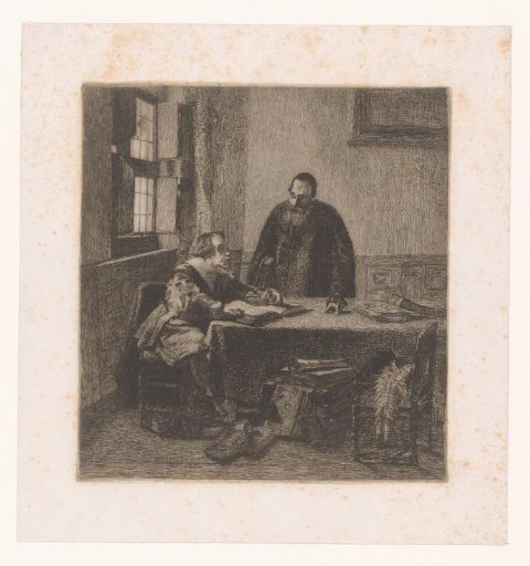 Interior with two men at a table