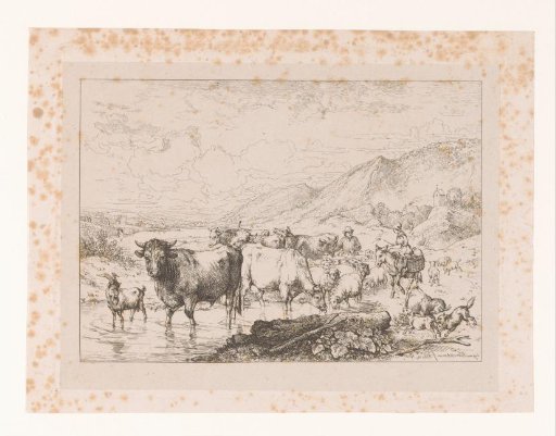 Landscape with Shepherds and Cattle in a Stream