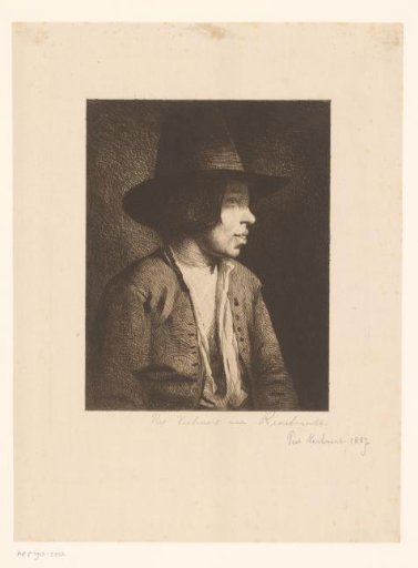 Portrait of an unknown boy with a tall hat