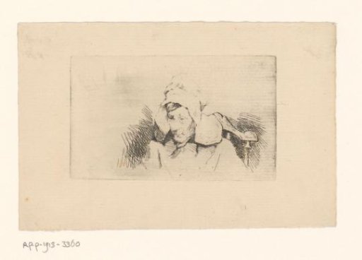 Study of the head of a peasant woman seated on a chair